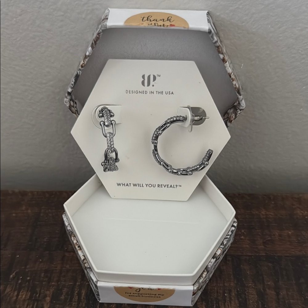 Silver Hoop Earrings with Charm by Bomb Party